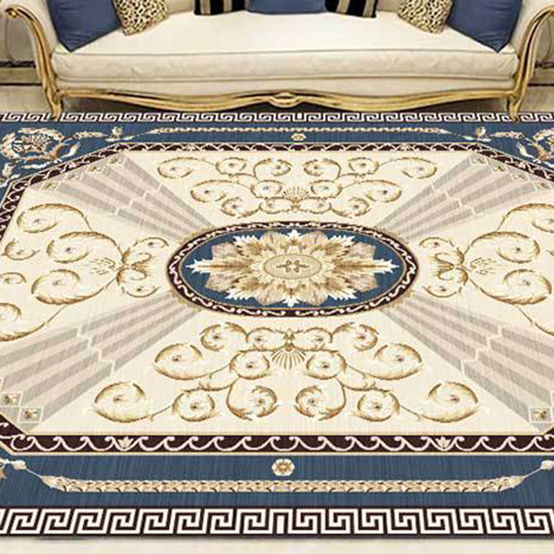 Lisslune | Multicolor Modern Rug Polyester Floral Print Area Rug Non-Slip Backing Stain Resistant Indoor Rug for the Living Room