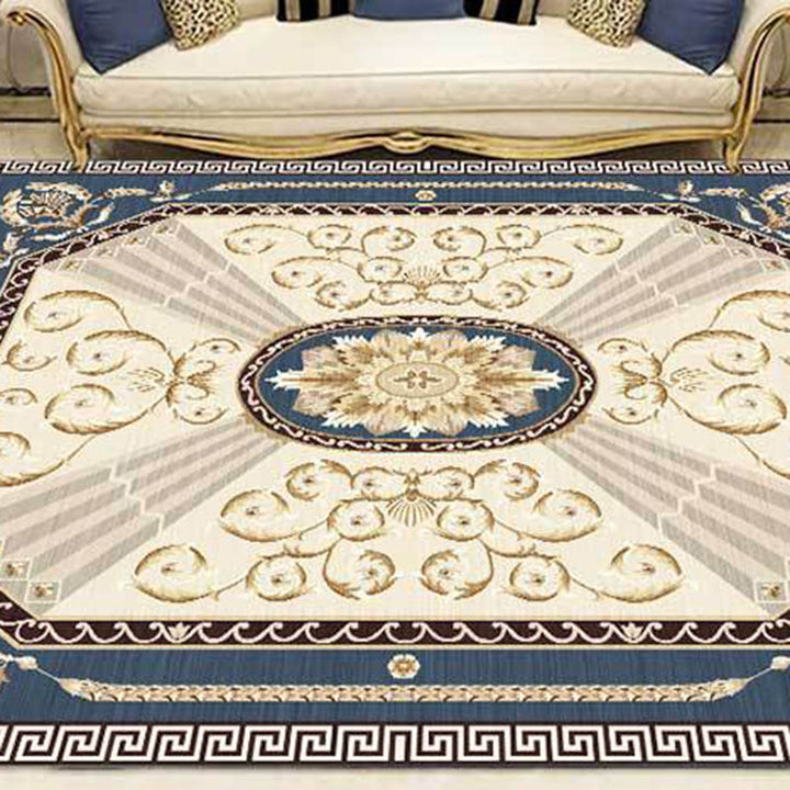 Lisslune | Multicolor Modern Rug Polyester Floral Print Area Rug Non-Slip Backing Stain Resistant Indoor Rug for the Living Room