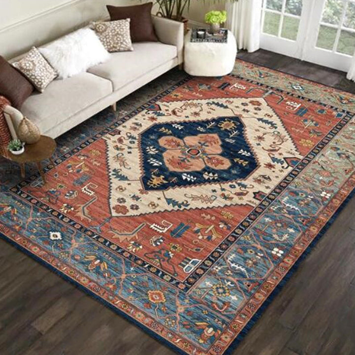 Lisslune | Multicolored Novelty Rug Cotton Blend Plaid Pattern Area Rug Non-Slip Pet Friendly Carpet for the Living Room