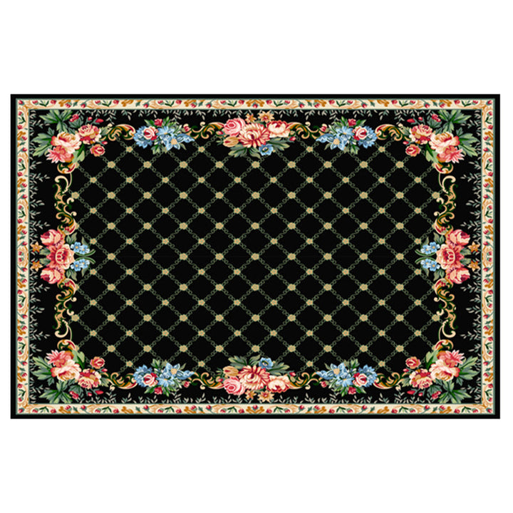 Lisslune | Multicolored Novelty Rug Cotton Blend Plaid Pattern Area Rug Non-Slip Pet Friendly Carpet for the Living Room