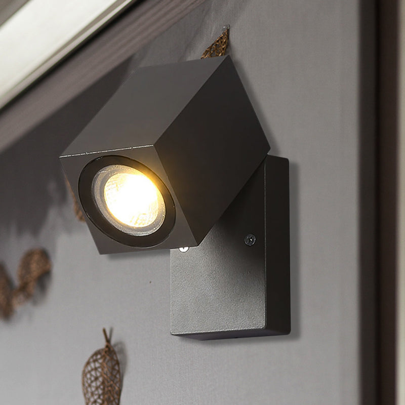 Lisslune | Gray cubic shade wall light industrial style metallic LED patio adjustable wall mounted lamp