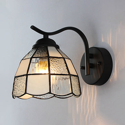 Lisslune | Tiffany Dome Wall Mount Light Integrated Glass 1 Light Bathroom Wall Sconces Light in White/Blue