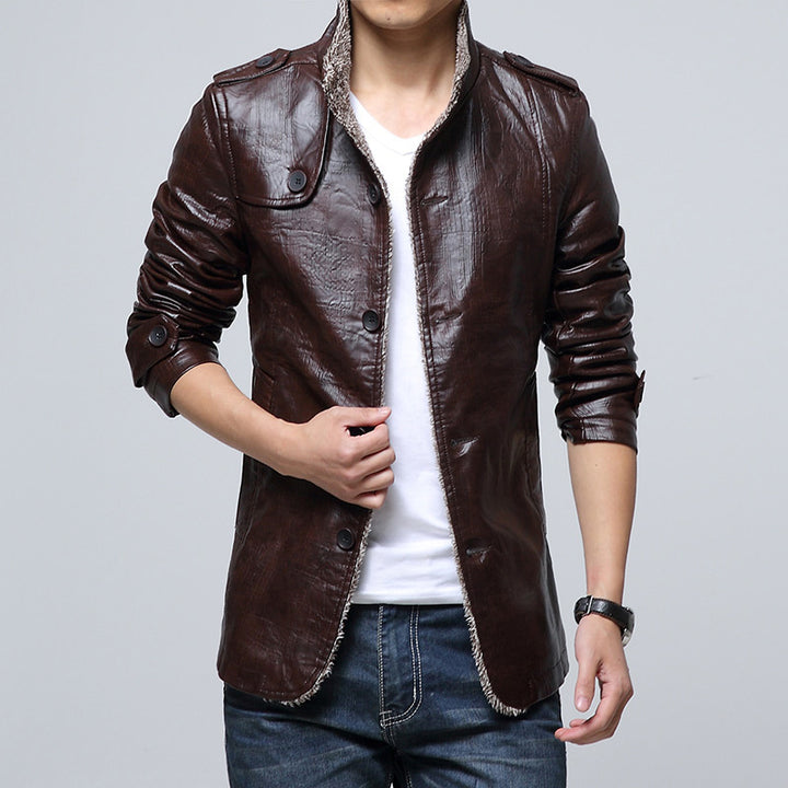 Men's fashionable synthetic leather jacket with soft inner lining Lisslune
