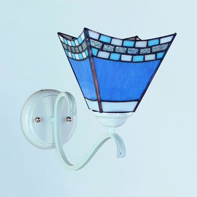Lisslune | Nautical Stained Glass Dome / Swallow-Tail Wall Mount Light 1 Light Indoor Wall Sconce Light in White