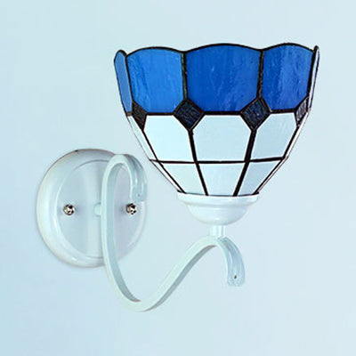 Lisslune | Nautical Stained Glass Dome / Swallow-Tail Wall Mount Light 1 Light Indoor Wall Sconce Light in White
