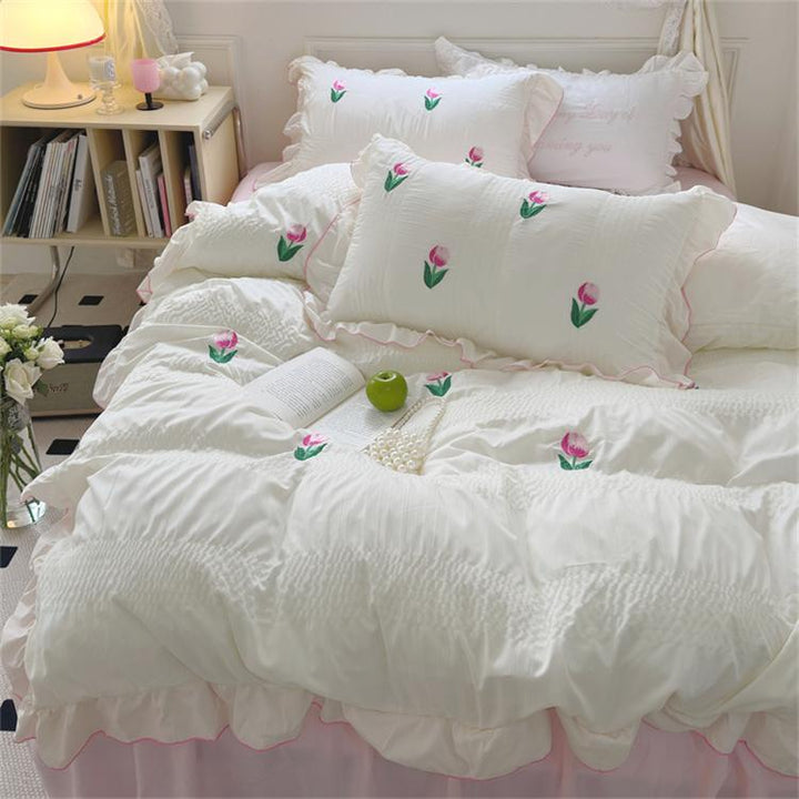 Rynx Coquette Room Tulip Ruffle Bedding Set