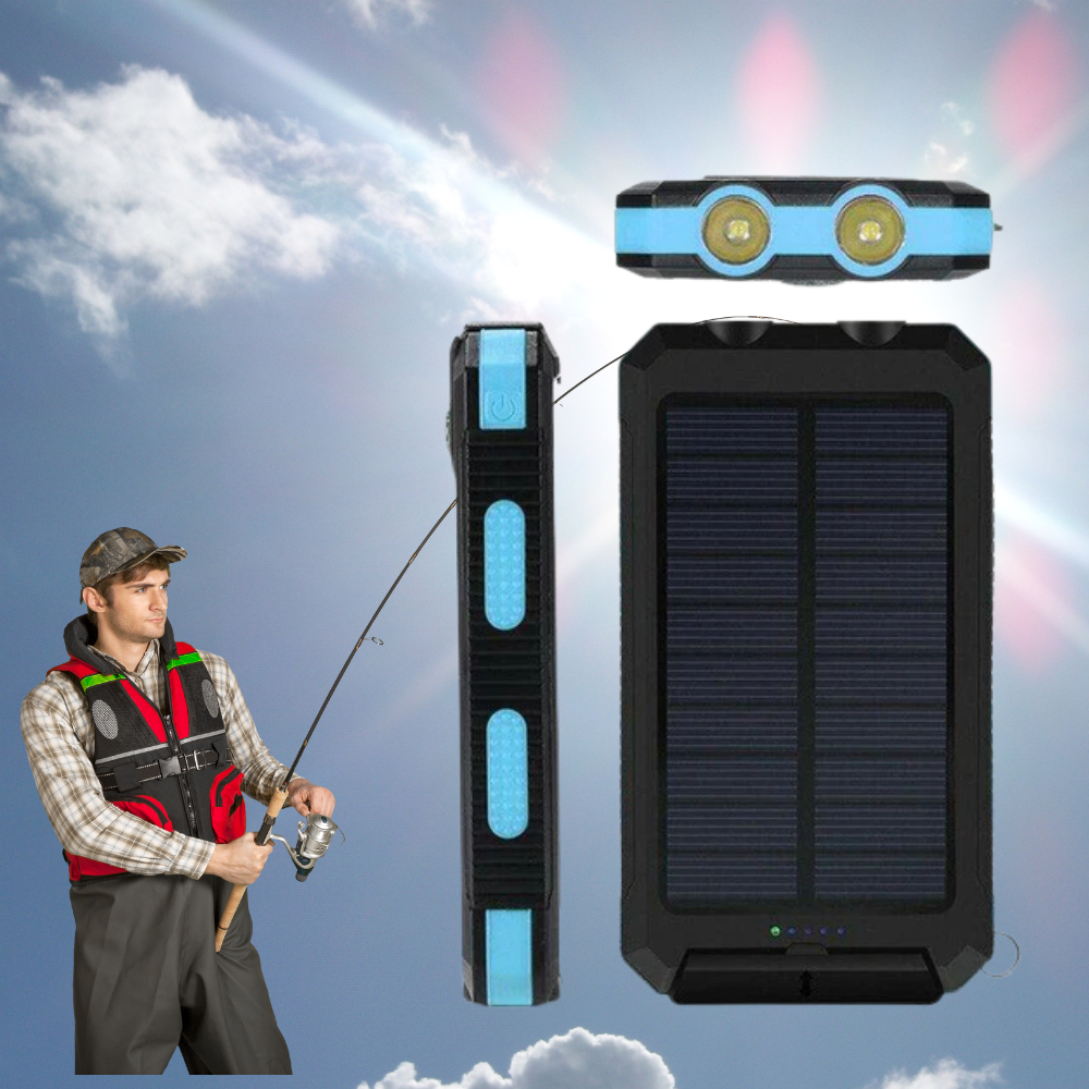 Lisslune | Fishing Power Bank 50000 mah Waterproof Solar Charger | Fishing Battery Pack with USB-C Fast Charging & LED Light