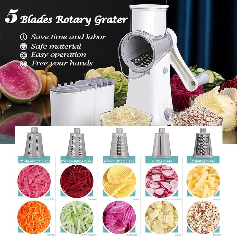 Lisslune | 5-in-1 Rotating Cheese Slicer and Grater