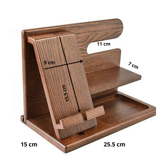 Lisslune | Oliver DeskMate Dock – Charging station and desk organizer made of wood for phones and accessories