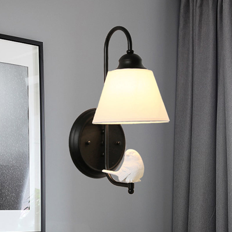 Skørter | Modern Trapeze Shaped Wall Light Metal Single Light Wall Lamp with Bird for Children's Room