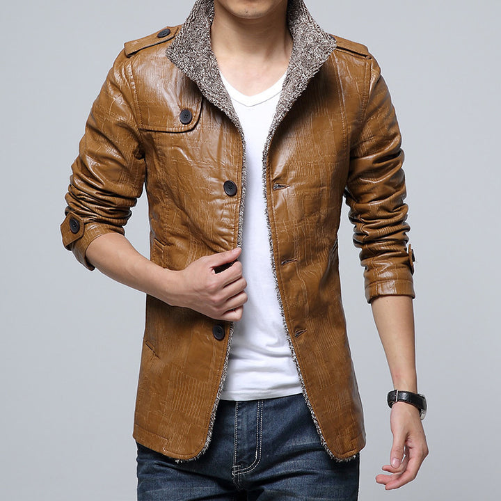 Men's fashionable synthetic leather jacket with soft inner lining Lisslune