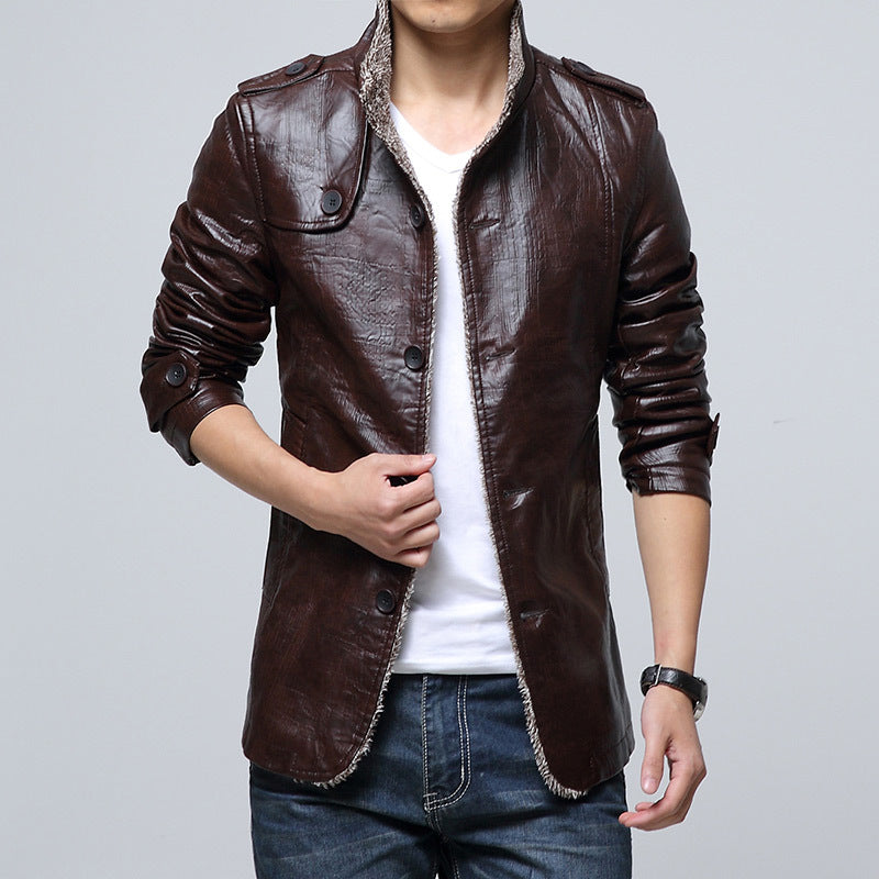 Men's fashionable synthetic leather jacket with soft inner lining Lisslune