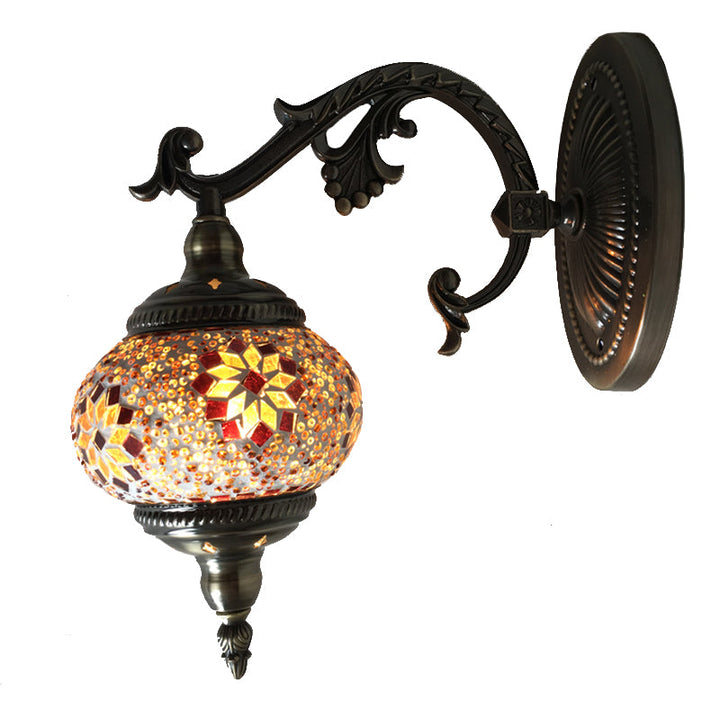 Skørter | Antique Armed Sconces Metal 1 Bulb Wall Mounted Light Fixture with Global Tan/White Glass Shade for Stair