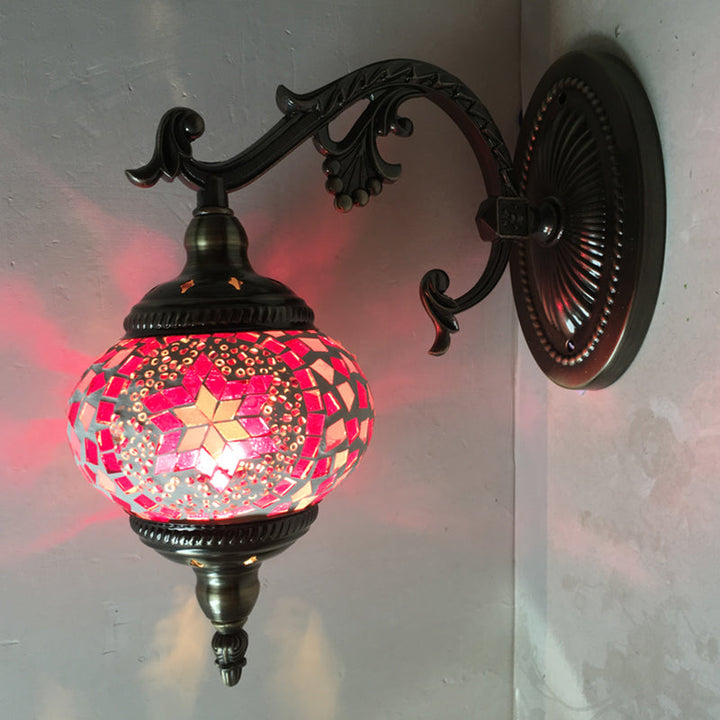Skørter | Sphere Wall Lamp Vintage Pink/Blue Glass 1 Head Wall Light for Living Room