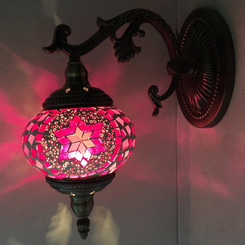 Skørter | Sphere Wall Lamp Vintage Pink/Blue Glass 1 Head Wall Light for Living Room