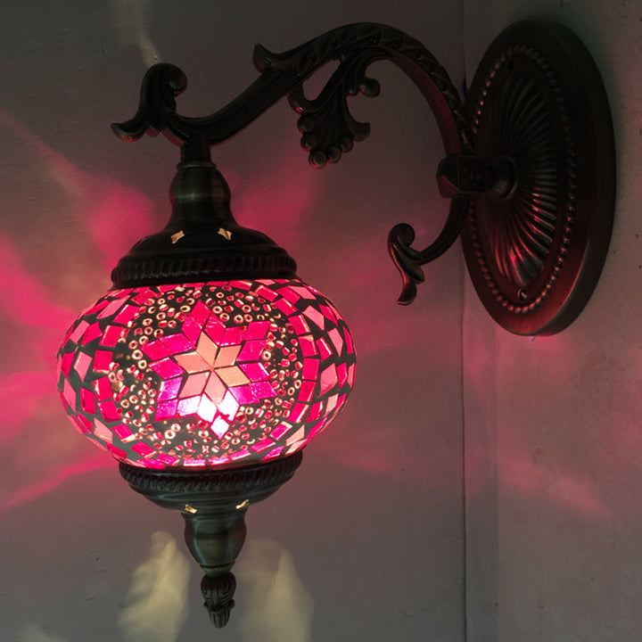 Skørter | Sphere Wall Lamp Vintage Pink/Blue Glass 1 Head Wall Light for Living Room