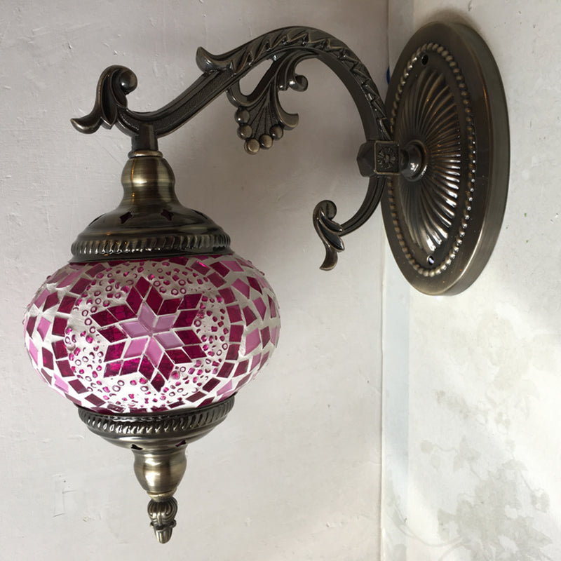 Skørter | Sphere Wall Lamp Vintage Pink/Blue Glass 1 Head Wall Light for Living Room