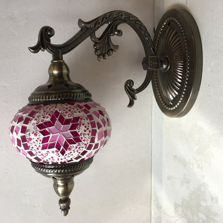 Skørter | Sphere Wall Lamp Vintage Pink/Blue Glass 1 Head Wall Light for Living Room