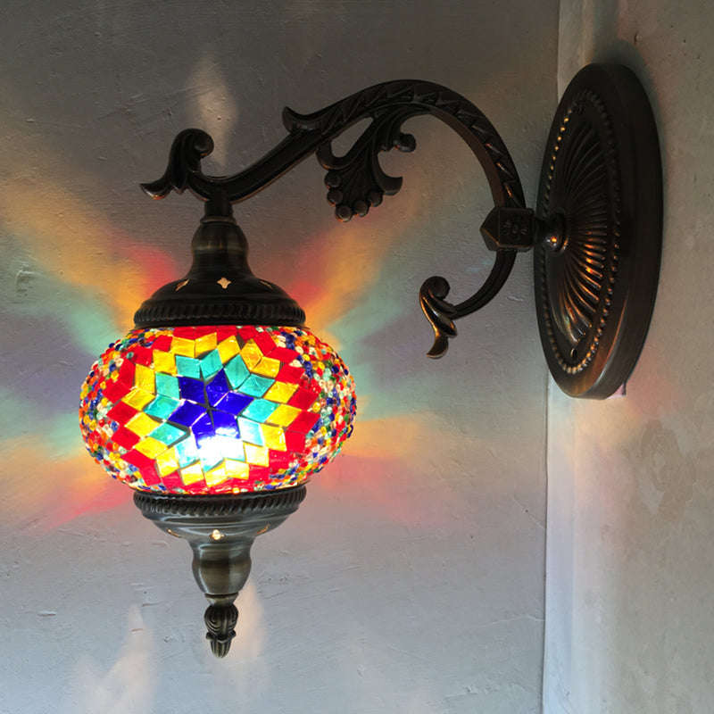 Skørter | Sphere Wall Lamp Vintage Pink/Blue Glass 1 Head Wall Light for Living Room