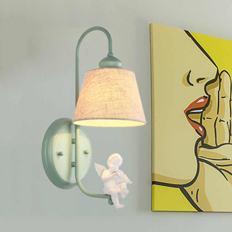 Skørter | 1 Light Angel Wall Lights Light with Conical Shade Nordic Metal Wall Lamp in Green for Living Room