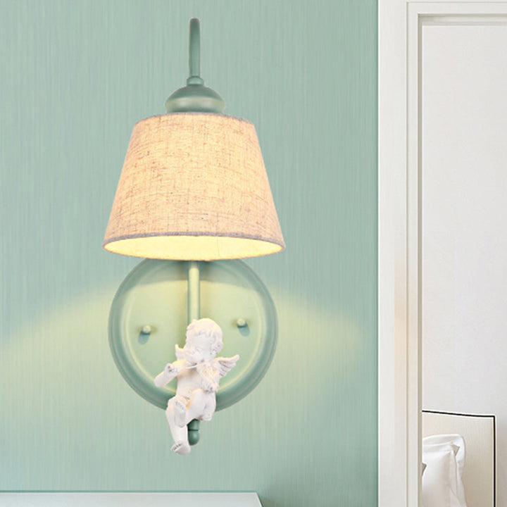 Skørter | 1 Light Angel Wall Lights Light with Conical Shade Nordic Metal Wall Lamp in Green for Living Room