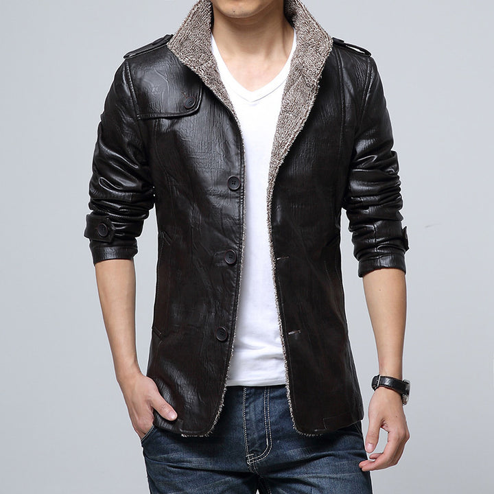 Men's fashionable synthetic leather jacket with soft inner lining Lisslune