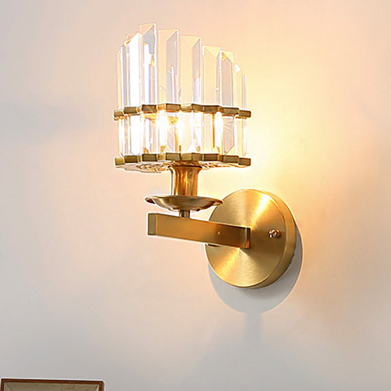 Skørter | K9 Crystal Wall Light Modern Style Metal 1 Light Black/Brass Finish Wall Light for Living Room