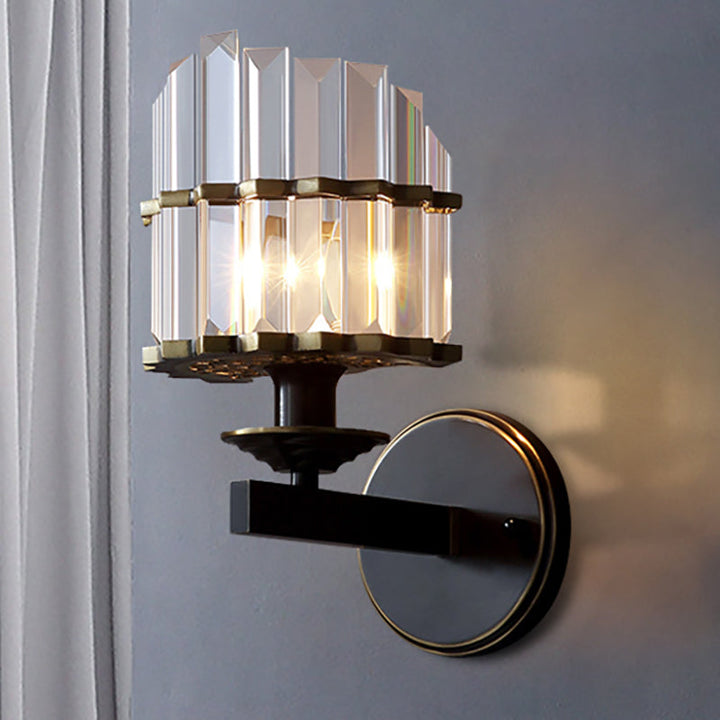 Skørter | K9 Crystal Wall Light Modern Style Metal 1 Light Black/Brass Finish Wall Light for Living Room