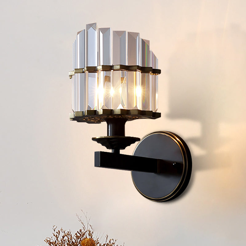Skørter | K9 Crystal Wall Light Modern Style Metal 1 Light Black/Brass Finish Wall Light for Living Room