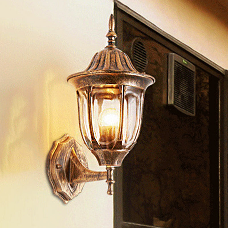 Lisslune | Kerosene Outdoor Wall Lamp Fixture Industrial Clear Glass 1 Light Rust Wall Lamp