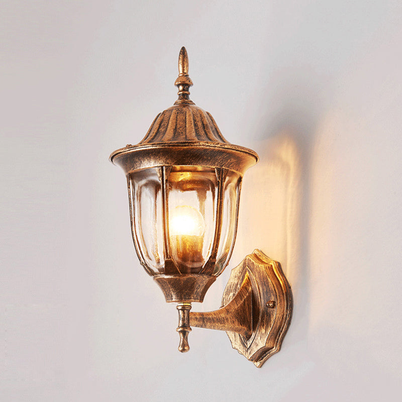Lisslune | Kerosene Outdoor Wall Lamp Fixture Industrial Clear Glass 1 Light Rust Wall Lamp