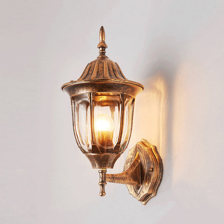 Lisslune | Kerosene Outdoor Wall Lamp Fixture Industrial Clear Glass 1 Light Rust Wall Lamp