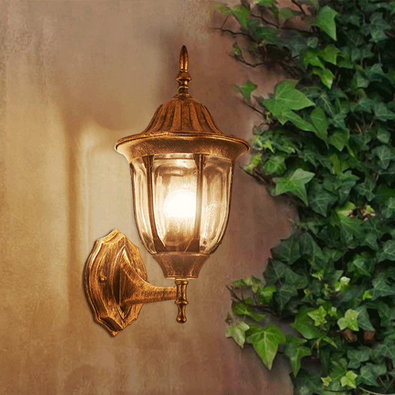 Lisslune | Kerosene Outdoor Wall Lamp Fixture Industrial Clear Glass 1 Light Rust Wall Lamp