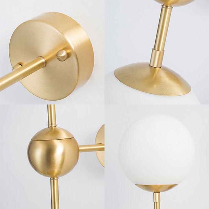 Lisslune | Modern Globe Wall Lighting Fixture 1 Lamp White Glass Wall Lamp in Brass for Bathroom
