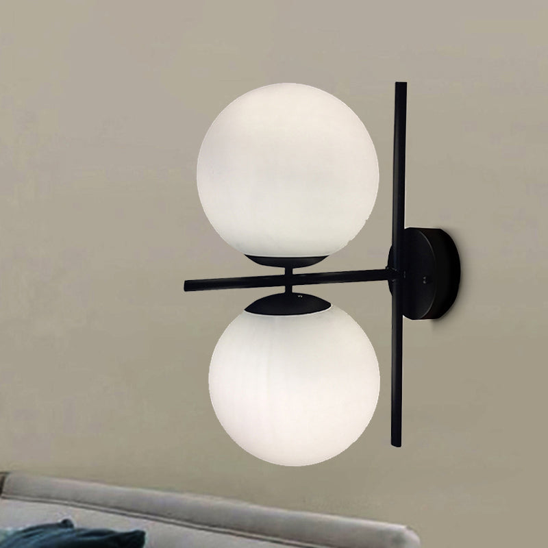 Lisslune | Black spherical wall lighting modern opal glass 1 light living room wall lamp light