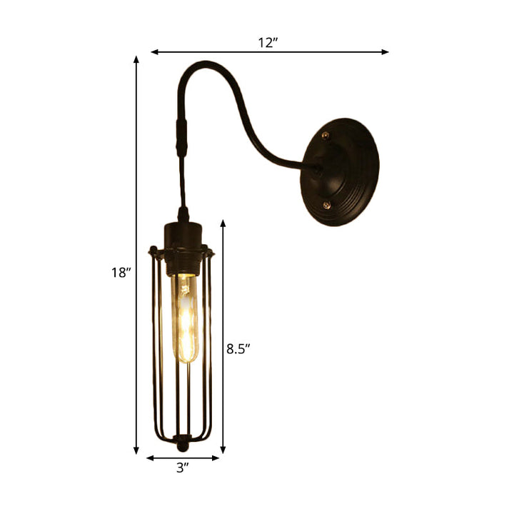 Lisslune | Metal Cylinder/Hexagonal Engaged Wall Lamp Farm 1 Lamp Restaurant Wall Mount Fixture in Black