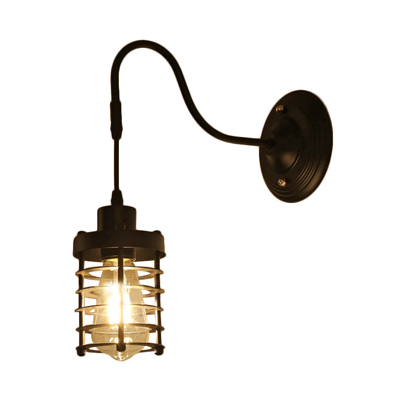 Lisslune | Metal Cylinder/Hexagonal Engaged Wall Lamp Farm 1 Lamp Restaurant Wall Mount Fixture in Black