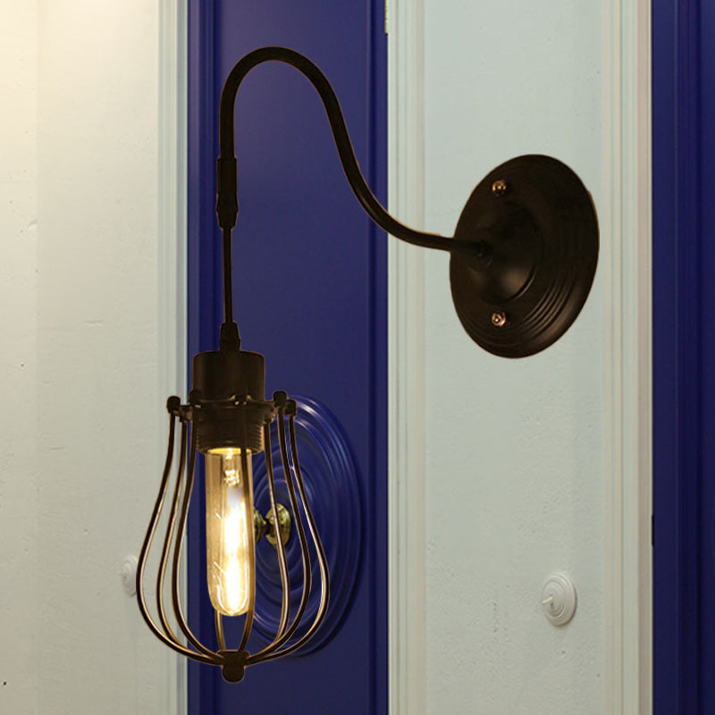 Lisslune | Metal Cylinder/Hexagonal Engaged Wall Lamp Farm 1 Lamp Restaurant Wall Mount Fixture in Black