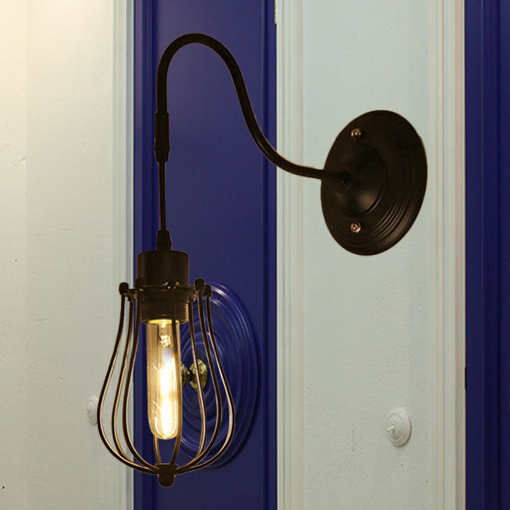 Lisslune | Metal Cylinder/Hexagonal Engaged Wall Lamp Farm 1 Lamp Restaurant Wall Mount Fixture in Black