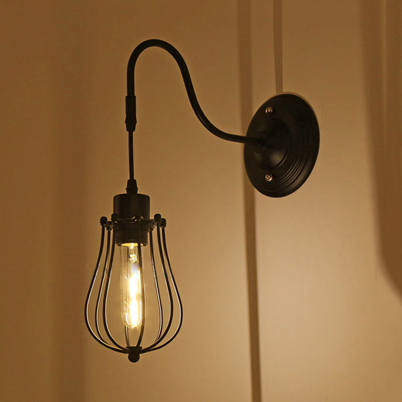 Lisslune | Metal Cylinder/Hexagonal Engaged Wall Lamp Farm 1 Lamp Restaurant Wall Mount Fixture in Black