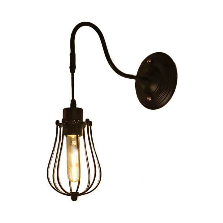 Lisslune | Metal Cylinder/Hexagonal Engaged Wall Lamp Farm 1 Lamp Restaurant Wall Mount Fixture in Black