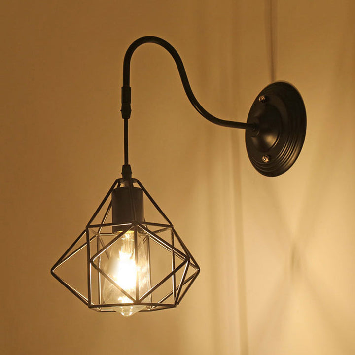 Lisslune | Metal Cylinder/Hexagonal Engaged Wall Lamp Farm 1 Lamp Restaurant Wall Mount Fixture in Black