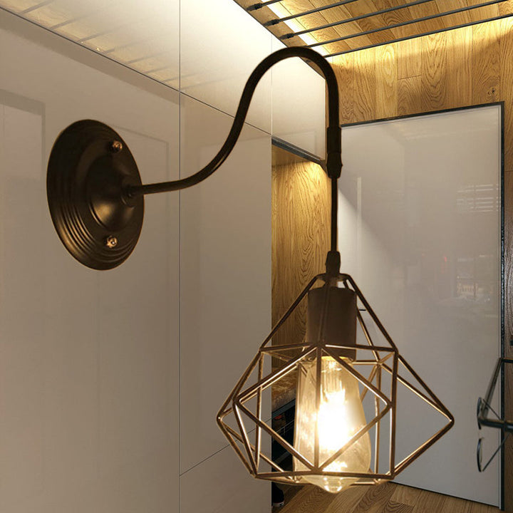 Lisslune | Metal Cylinder/Hexagonal Engaged Wall Lamp Farm 1 Lamp Restaurant Wall Mount Fixture in Black