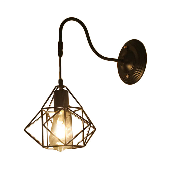 Lisslune | Metal Cylinder/Hexagonal Engaged Wall Lamp Farm 1 Lamp Restaurant Wall Mount Fixture in Black