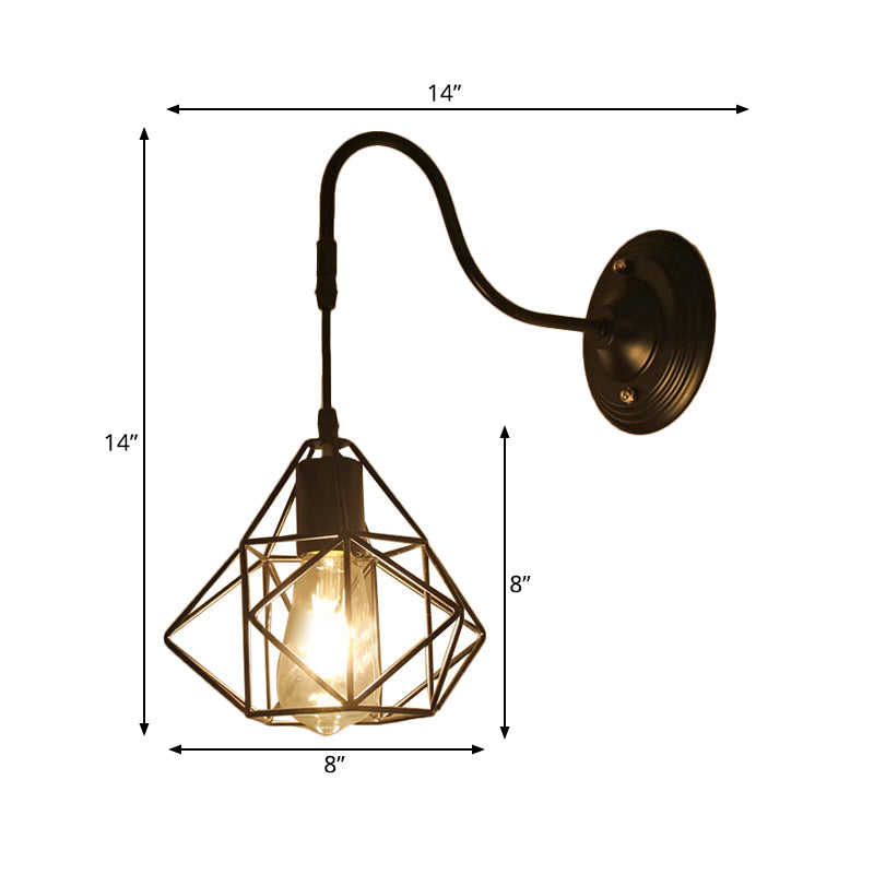 Lisslune | Metal Cylinder/Hexagonal Engaged Wall Lamp Farm 1 Lamp Restaurant Wall Mount Fixture in Black