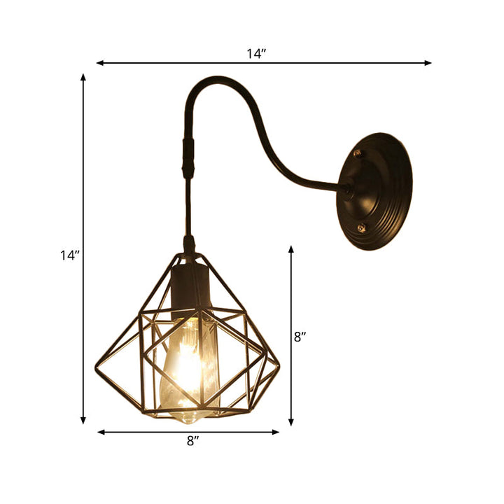 Lisslune | Metal Cylinder/Hexagonal Engaged Wall Lamp Farm 1 Lamp Restaurant Wall Mount Fixture in Black