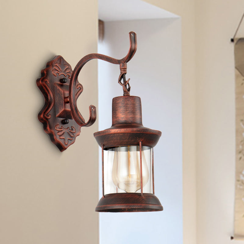 Lisslune | Weather Copper A Light Wall Lamp Rustic Style Clear Glass Petroleum Lighting Fixture