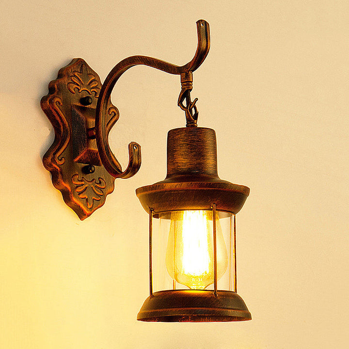 Lisslune | Weather Copper A Light Wall Lamp Rustic Style Clear Glass Petroleum Lighting Fixture