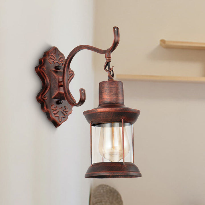 Lisslune | Weather Copper A Light Wall Lamp Rustic Style Clear Glass Petroleum Lighting Fixture
