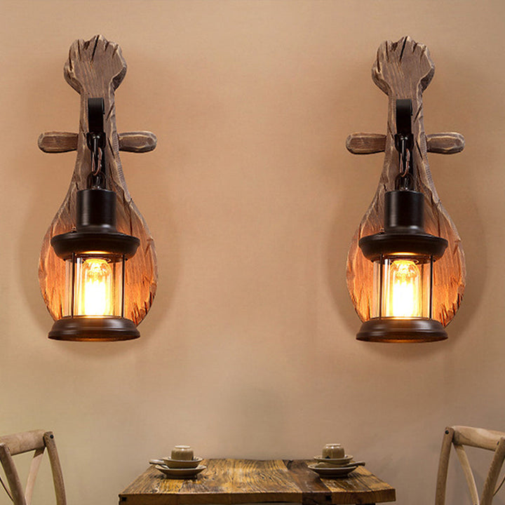 Lisslune | Clear Glass Lantern Wall Light Coastal 1 Light Dining Room Fixture with Spoon